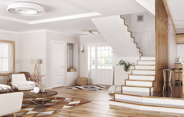 casa con escalera con perfil de plástico